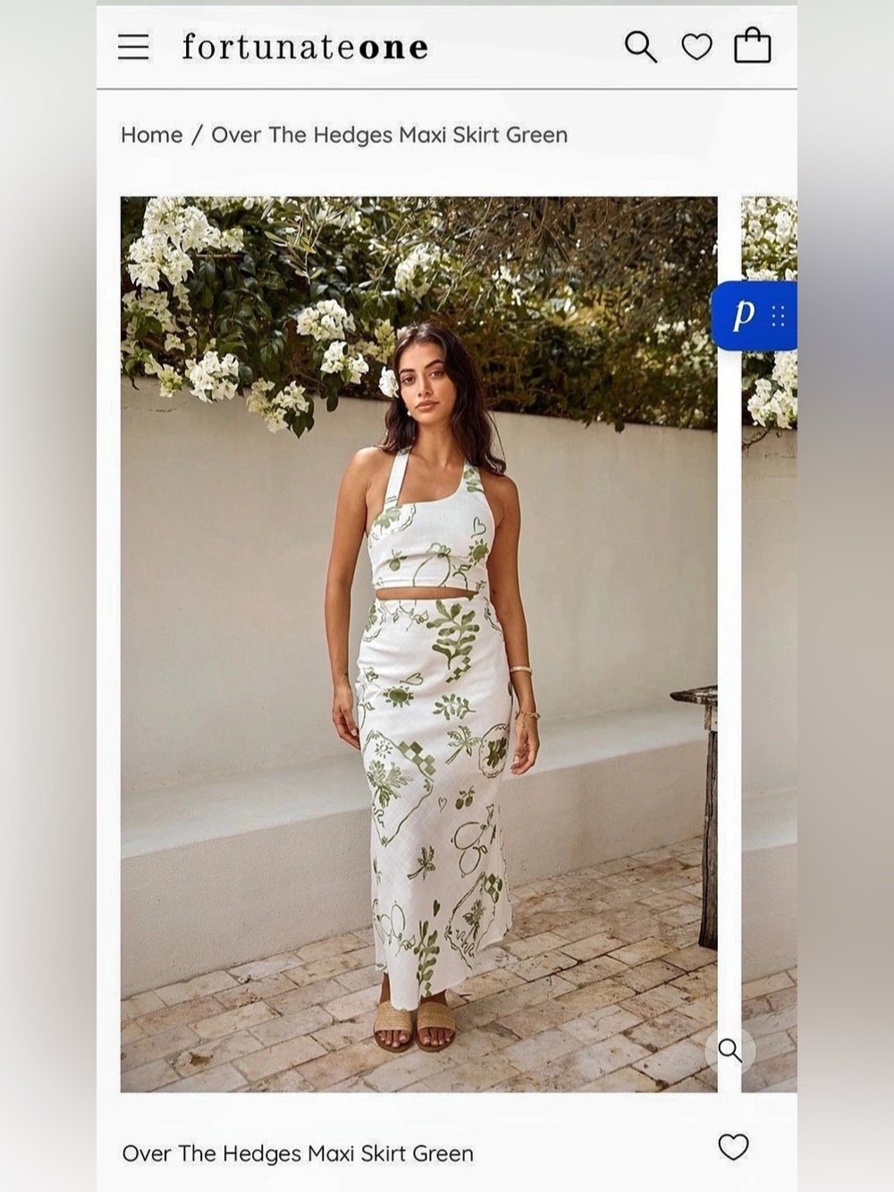 fortunateone Over the Hedges Maxi Skirt Floral Maxi Skirt in White & Green Like
